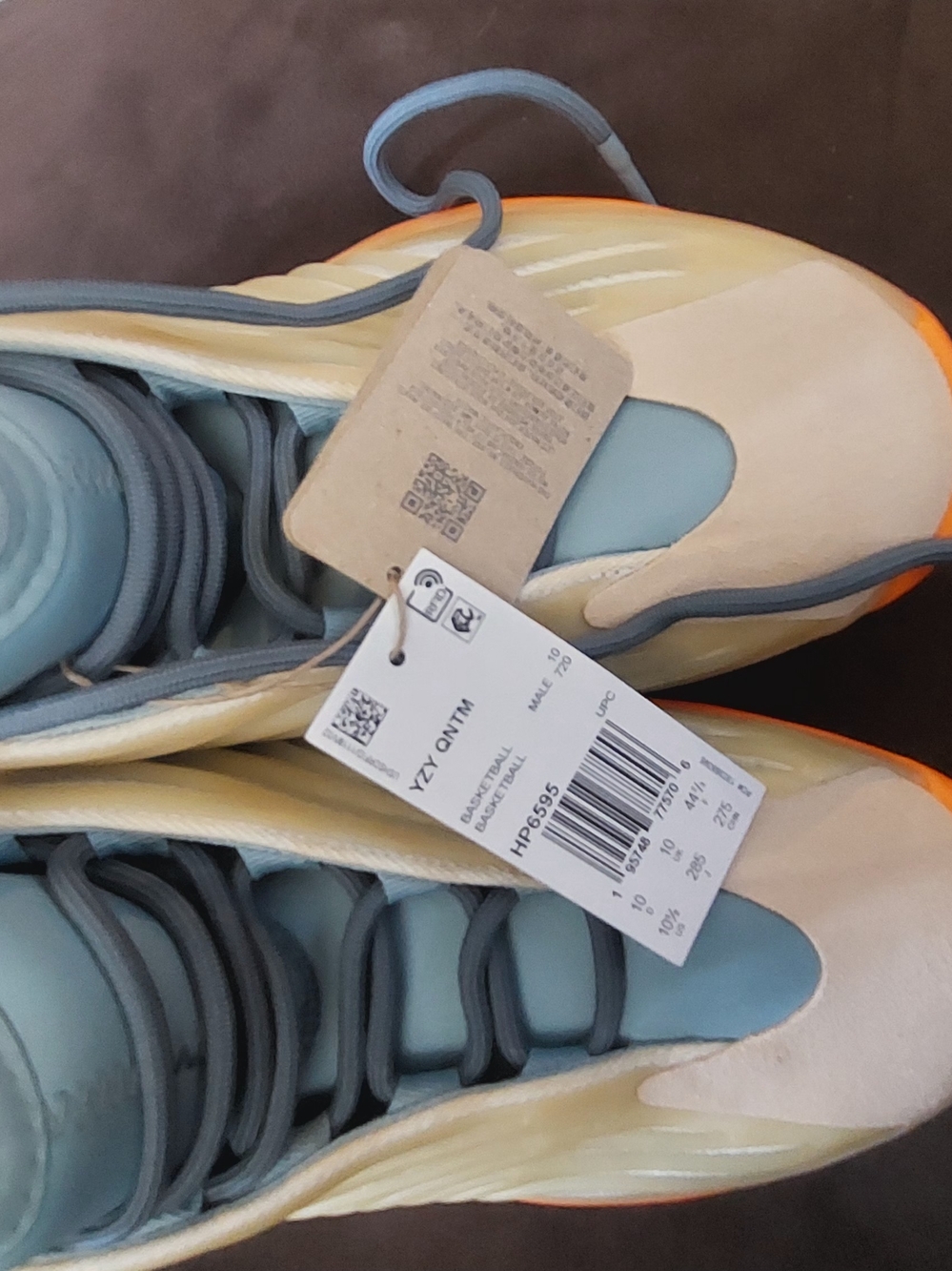 Adidas Mens YZY Sneakers in Light Blue and Orange